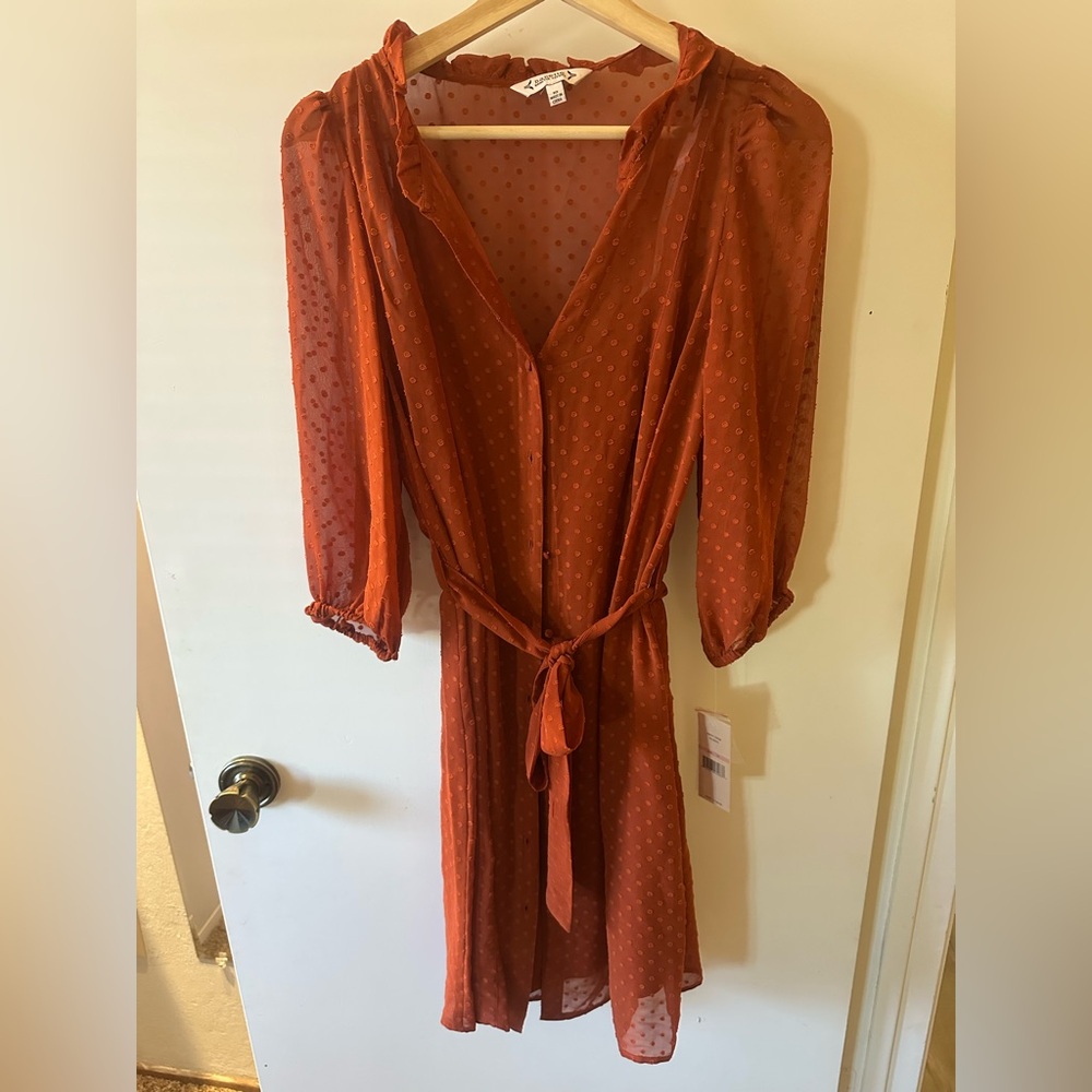 Nanette Lepore Rust Long Sleeve Dress